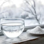 קערת מים עם מלח ליד החלון מספקת פתרון טבעי ויעיל לשמירה על לחות בחורף, ללא צורך בנייר אלומיניום או מפשיר לחות.