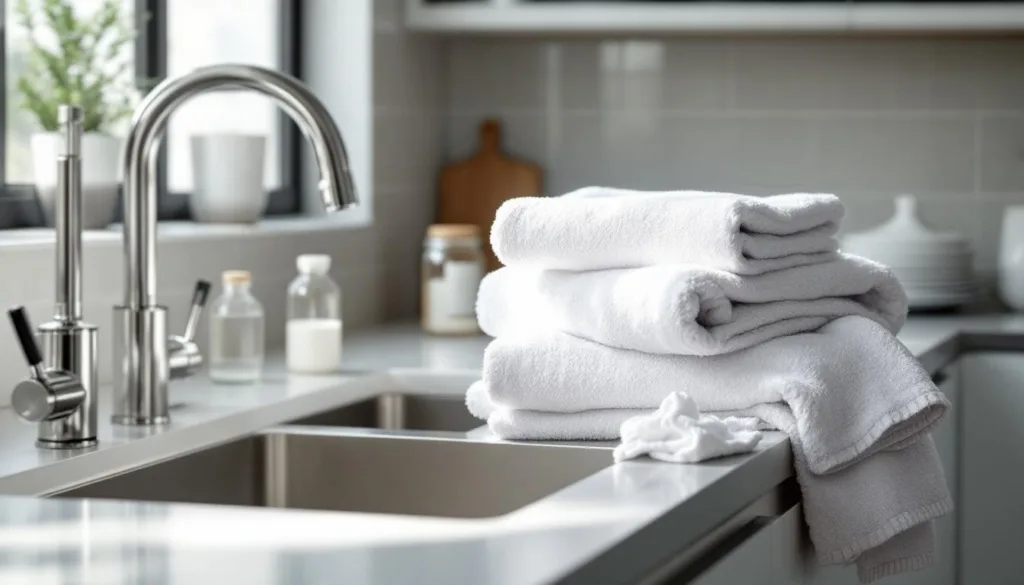 גלו טריק פשוט ויעיל להחזיר למגבות המטבח הלבנות שלכם מראה חדש ומבריק, בלי להשתמש בסודה לשתייה או אקונומיקה.