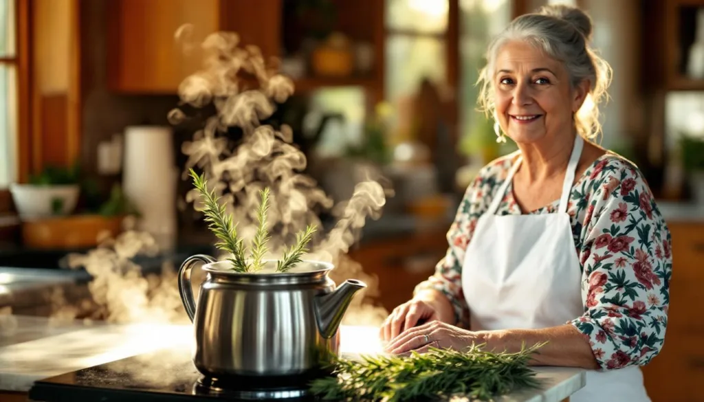 סבתא משתפת סיבות חשובות להרתחת רוזמרין בבית וכיצד זה יכול לשפר את הבריאות והאווירה בבית.
